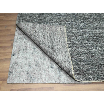 9'X12'2" Carbon Gray Kohinoor Herat Pattern Hand Knotted Soft Wool Rug