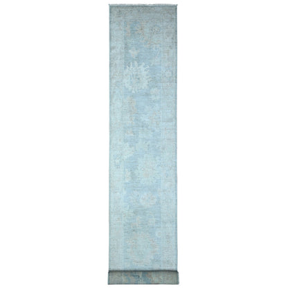 2'9"X19'6" Cloud Gray Afghan Angora Oushak Oversized Runner Oriental Rug