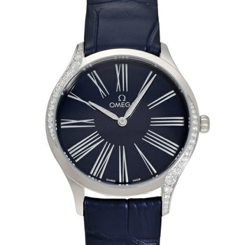 Omega De Ville Trsor 428.18.36.60.03.001 Blue Leather Women'S Watch New In Box