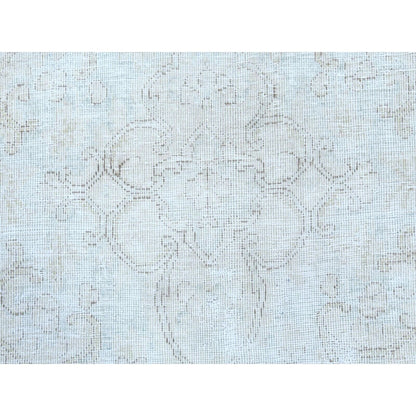 9'8"X12'10" Beige Hand Knotted Wool Distressed Vintage Farsian Karman Rug