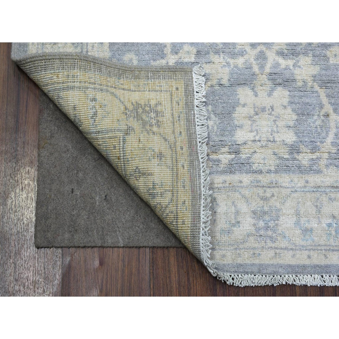3'X4'10" Gray Pure Wool Natural Dyes Hand Knotted Stone Wash Peshawar Rug
