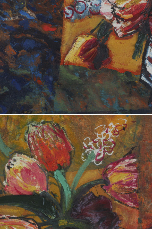 Rodolphe Caillaux Original Oil Painting Les Tulipes F8 Floral Still Life Signe