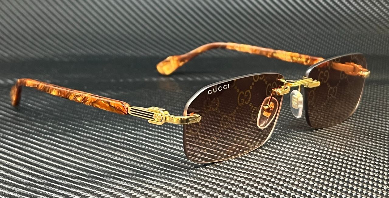 Gucci Gg1221S 004 Gold Orange Men'S 56 Mm L Size Sunglasses
