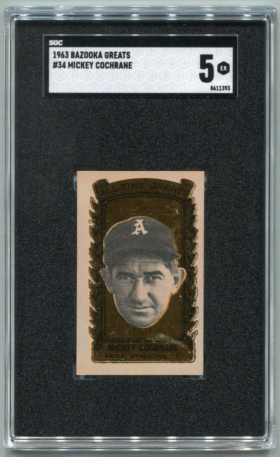 Mickey Cochrane 1963 Bazooka Greats Card #34 Sgc