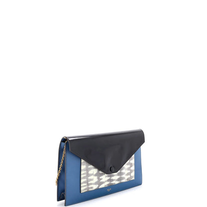 Celine Pocket Envelope Wallet On Chain Leather And Lizard Medium