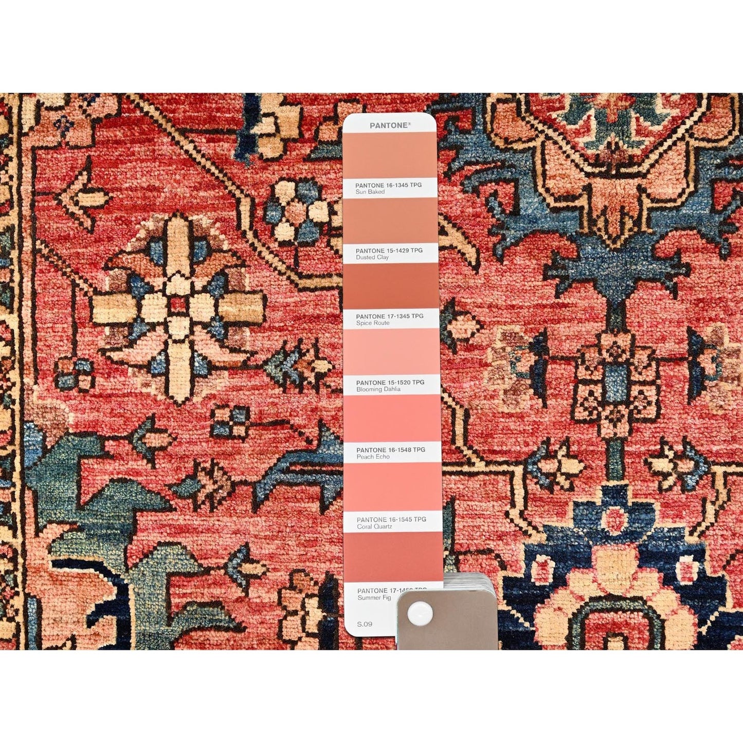 3'10"X13'7" Red Heris All Over Design Wool Hand Knotted Runner Oriental Rug