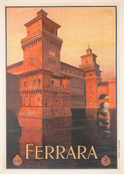 Rare Italian Travel Poster Ferrara By Mario Borgoni 1928 Enit Railways Original