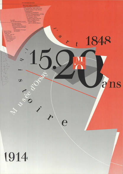 Philippe Apeloig Musee D'Orsay Signed " Offset Lithograph Conte