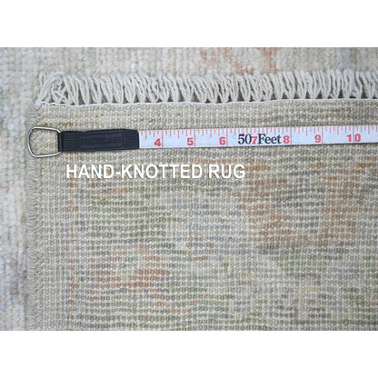 2'10"X5'8" White Hand Knotted Afghan Angora Oushak 100% Wool Runner Rug