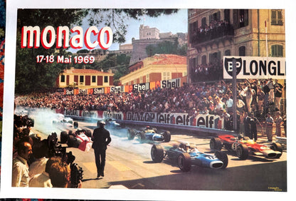 Monaco Grand Prix 1969 Authentic Original Printing Rare Poster Artwork Maestri