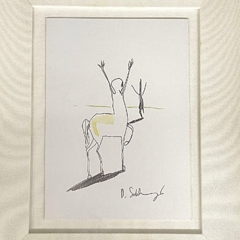 Mark Kostabi 1984 Original Painting Drawing Black Ink On Paper Signed Coa