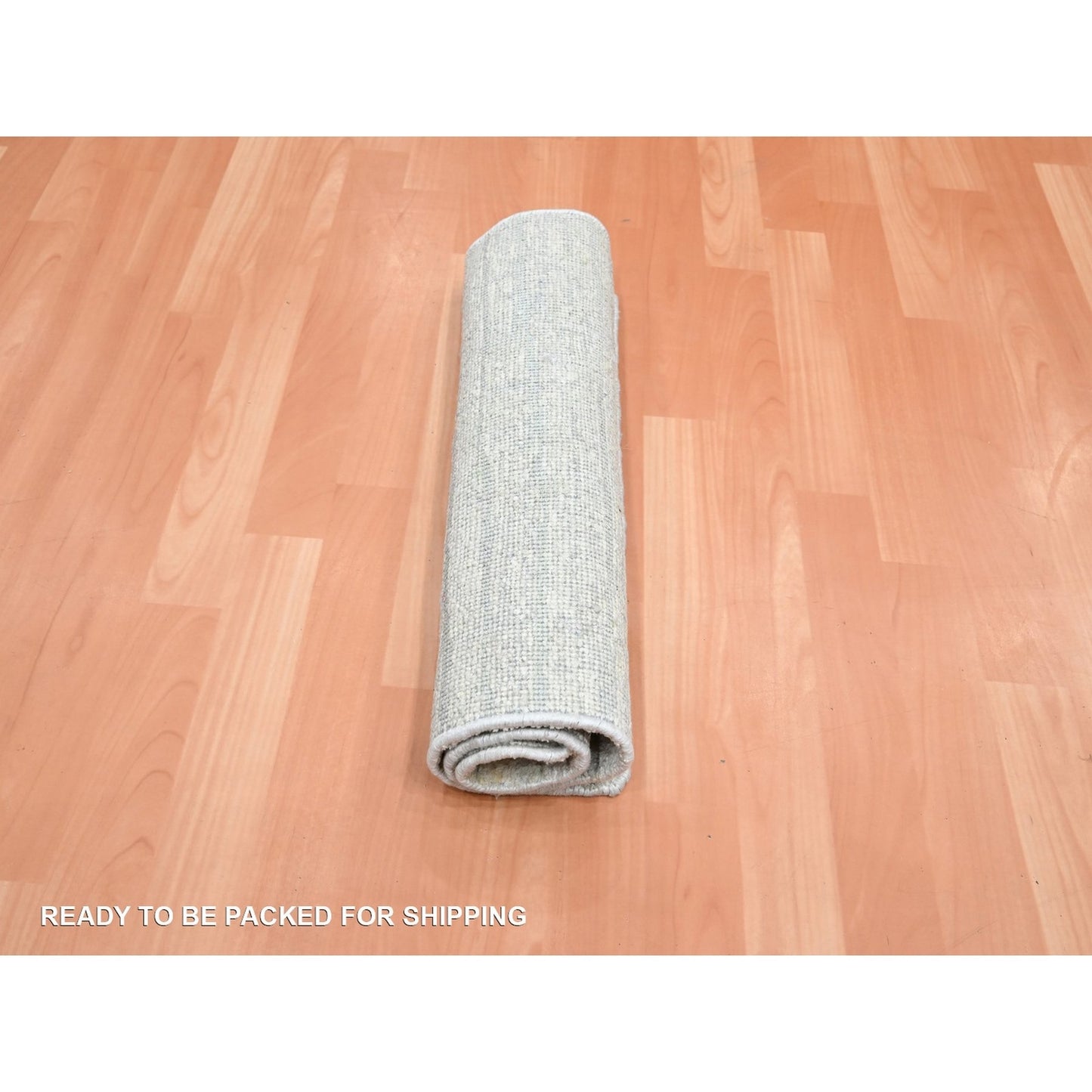 2'X3' Chiffon White Modern Wave Design Pure Silk Hand Knotted Sample Rug