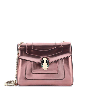 Bvlgari Serpenti Forever Square Shoulder Bag Metallic Leather Small