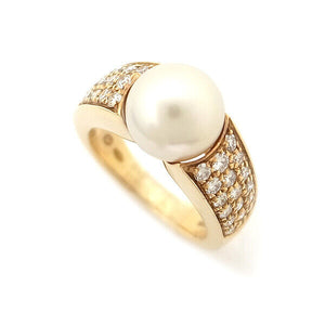 BOUCHERON Ring Pearl Diamond K18YG US#4.25