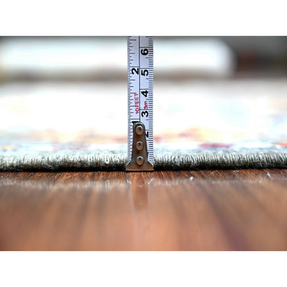 4'2"X10'3" Brewster Gray Angora Oushak 100% Wool Oriental Wide Runner Rug