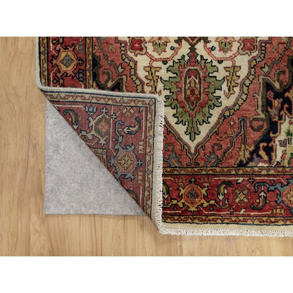 2'8"X28'1" Eggnog White Wool Heris Re-Creation Hand Knotted Xl Runner Rug