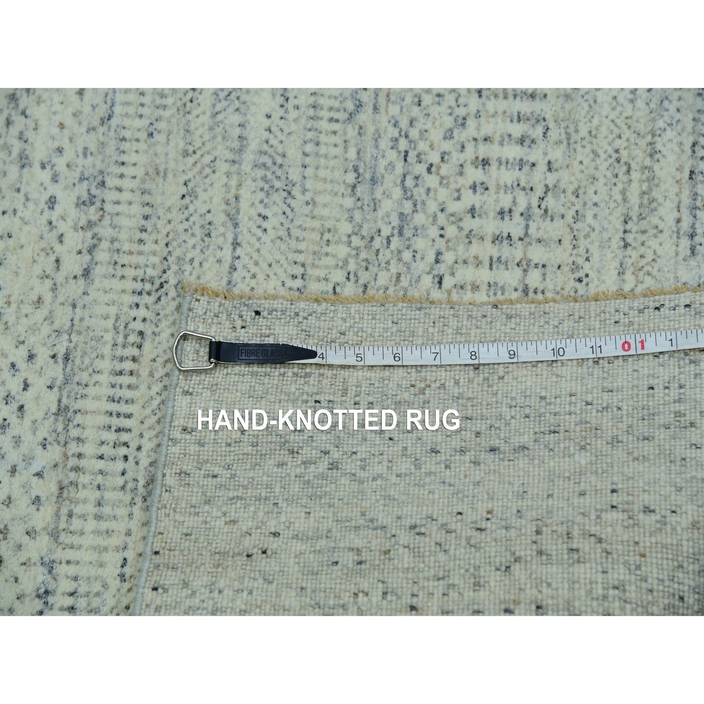 5'4"X7'1" Egret White Hand Knotted Modern Grass Design Wool Oriental Rug