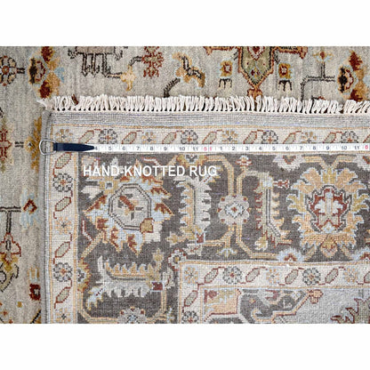 6'1"X11'10" Beige And Brown Karajeh Design Hand Knotted Wool Oriental Rug