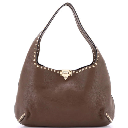 Valentino Garavani Rockstud Flip Lock Hobo Leather Large