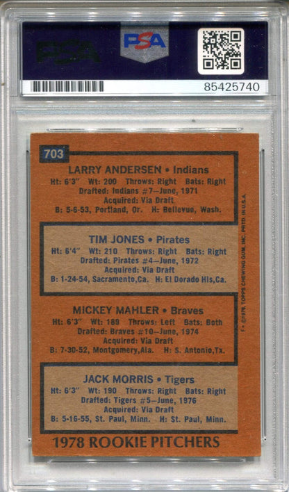 Jack Morris 1978 Topps #78 Rookie Pitchers Psa Auto Authentic Card