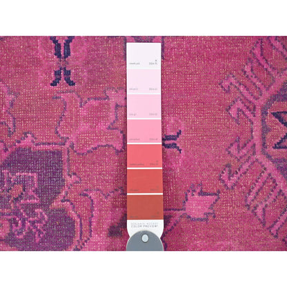 8'6"X11'4" Pink Overdyed Kazak Medallion Design Hand Knotted All Wool Rug