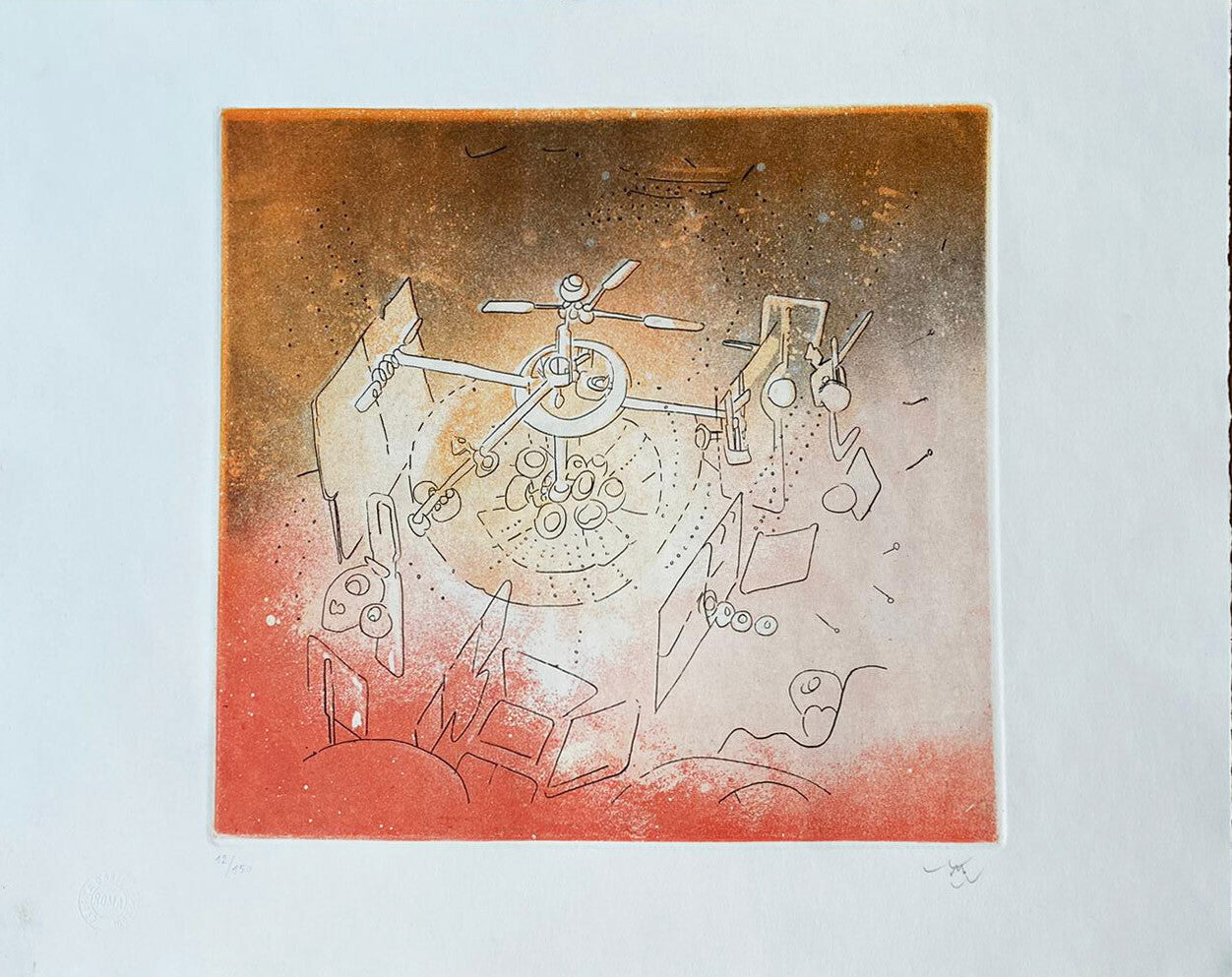 Roberto Sebastian Matta Engraving Hand Signed Numbered By Hand Crayon