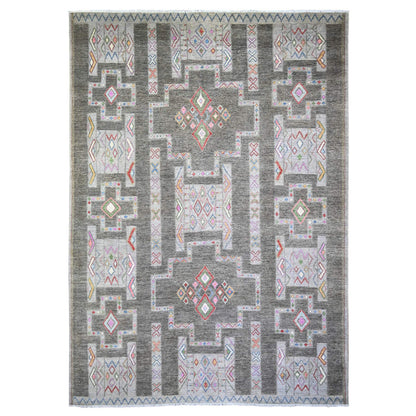 9'10"X13'8" Cloud Gray Fine Peshawar Wool Hand Knotted Oriental Rug