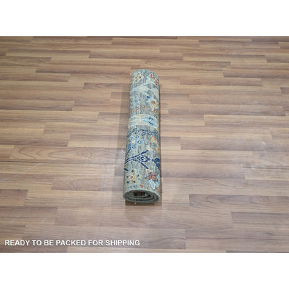 2'X3' Green Hand Knotted Mat Wool Rug Trellis Borderless Garden Design