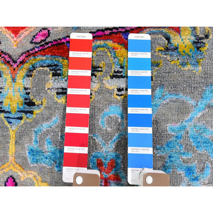 9'9"x13'8" Sari Silk-Text Wool Colorful Maharaja Design Hand Knotted Rug