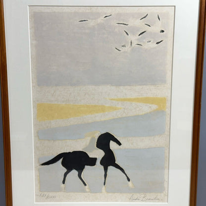 Authentic Andre Brasilier Lithograph "Flanders Coast" Signed Framed