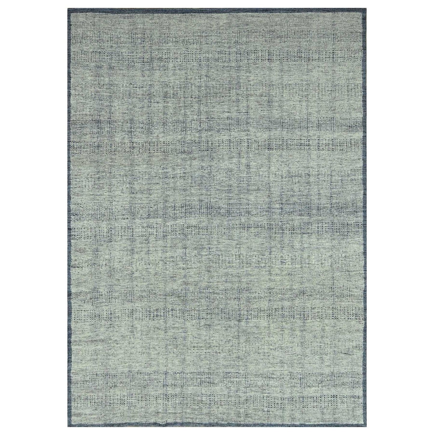 10'X13'10" Teal Blue Pure Wool Rug Oxidized Grass Design Hand Knotted