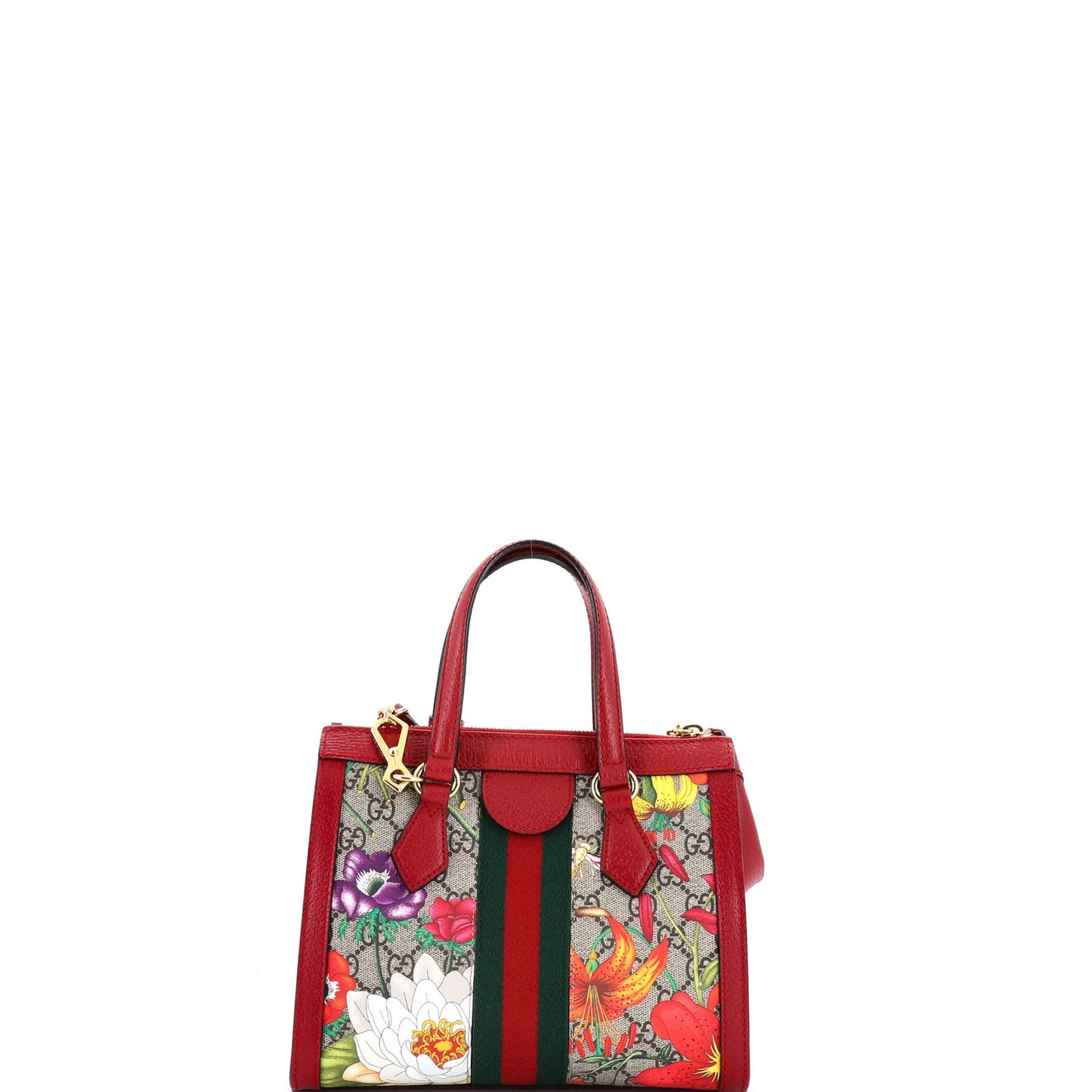Gucci Ophidia Top Handle Tote Flora Gg Coated Canvas Small