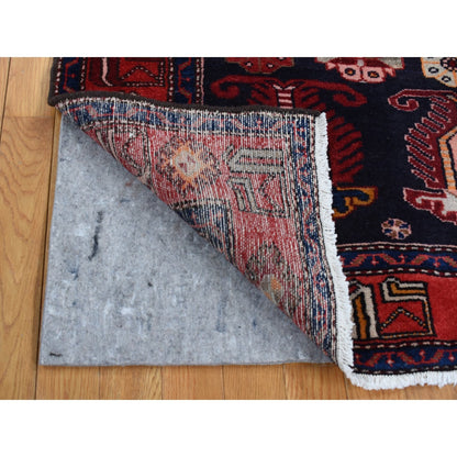 4'8"X7' Barn Red Zoroastrian Meleyir Hand Knotted Pure Wool Rug