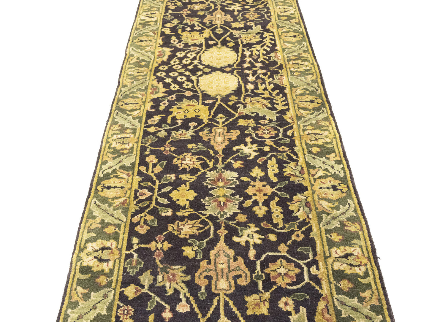 Hand-Knotted Agra Jaipur Floral Oriental Runner