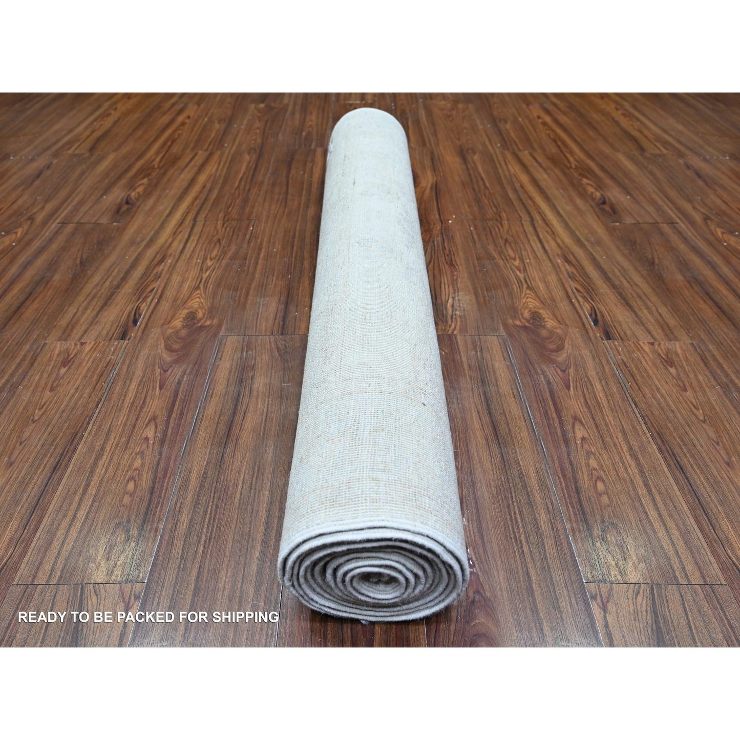 3'10"X11'2" White Diamond Hand Knotted White Wash Peshawar Runner Rug