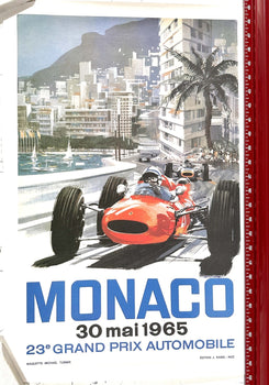 Monaco Grand Prix 1965 Michael Turner Vintage French Automobile Racing Poster