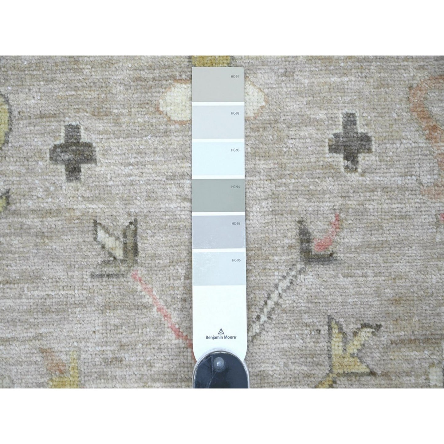 9'3"x12'2" Gray Peshawar with Serrated Gul Motif Hand Knotted Wool Rug