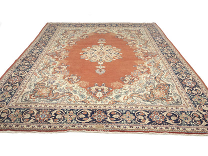 Semi-Antique Hand-Knotted Floral Rug Extra Large