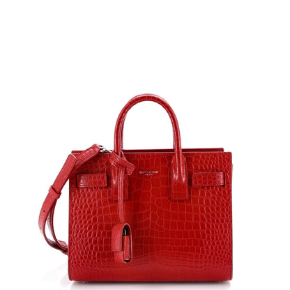 Saint Laurent Sac De Jour Nm Bag Crocodile Embossed Leather Nano