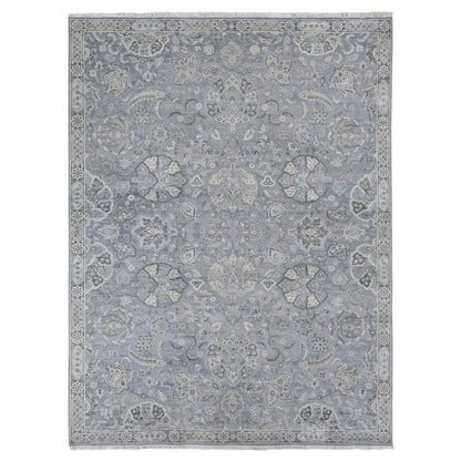 9'X12' Goose Gray Oushak Design Silk With Wool Hand Knotted Rug