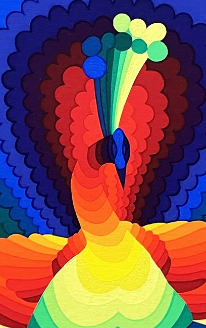 Ay-O (??) "Peacock I" 1976 Signed Silkscreen Rainbow Art 5/200 Fluxus Japan