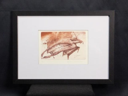Karel Demel Original Etching Print "Hand (N) Dlan" 1998 Signed Czech Art Framed