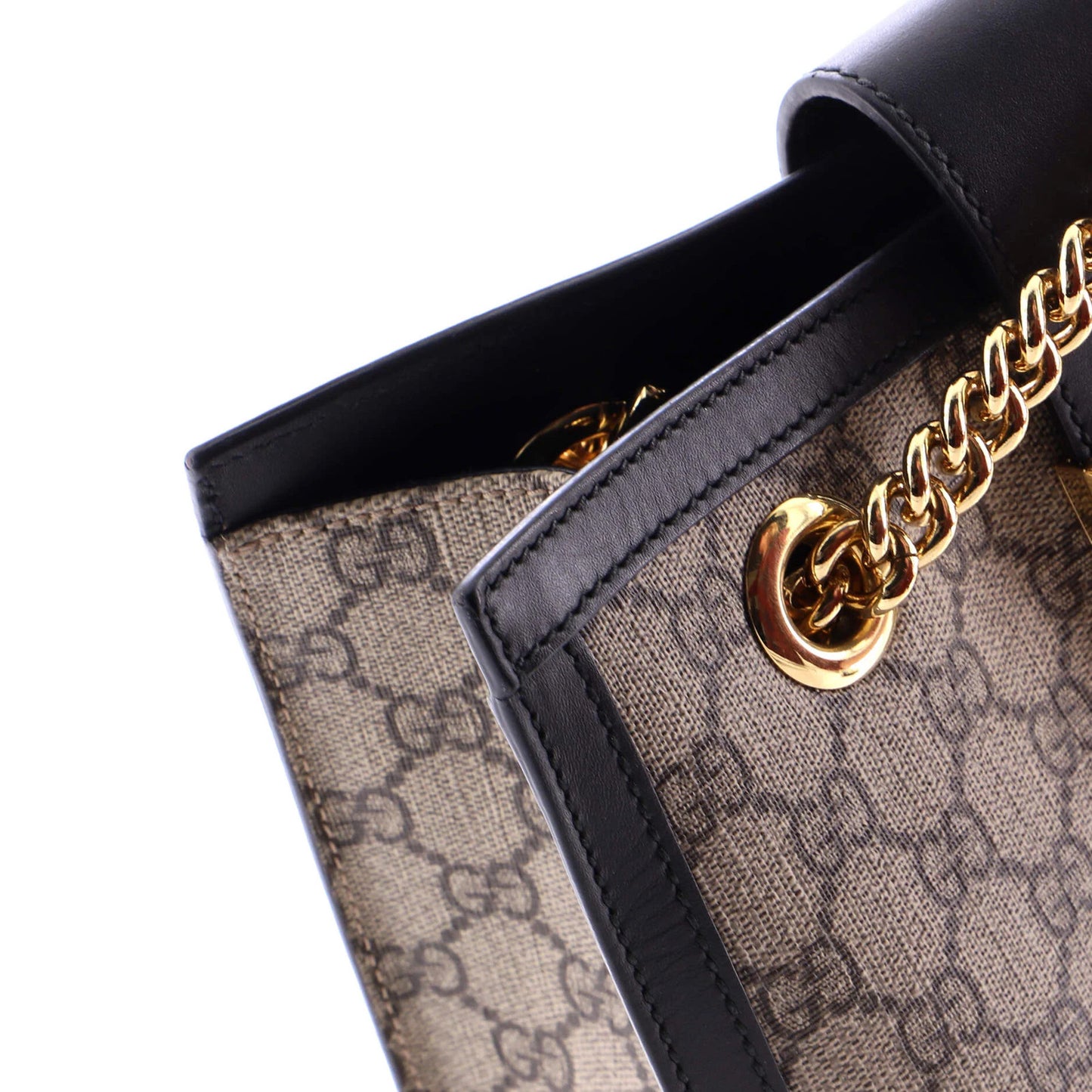 Gucci Padlock Chain Tote Gg Coated Canvas With Leather Small