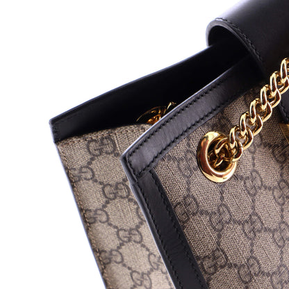 Gucci Padlock Chain Tote Gg Coated Canvas With Leather Small