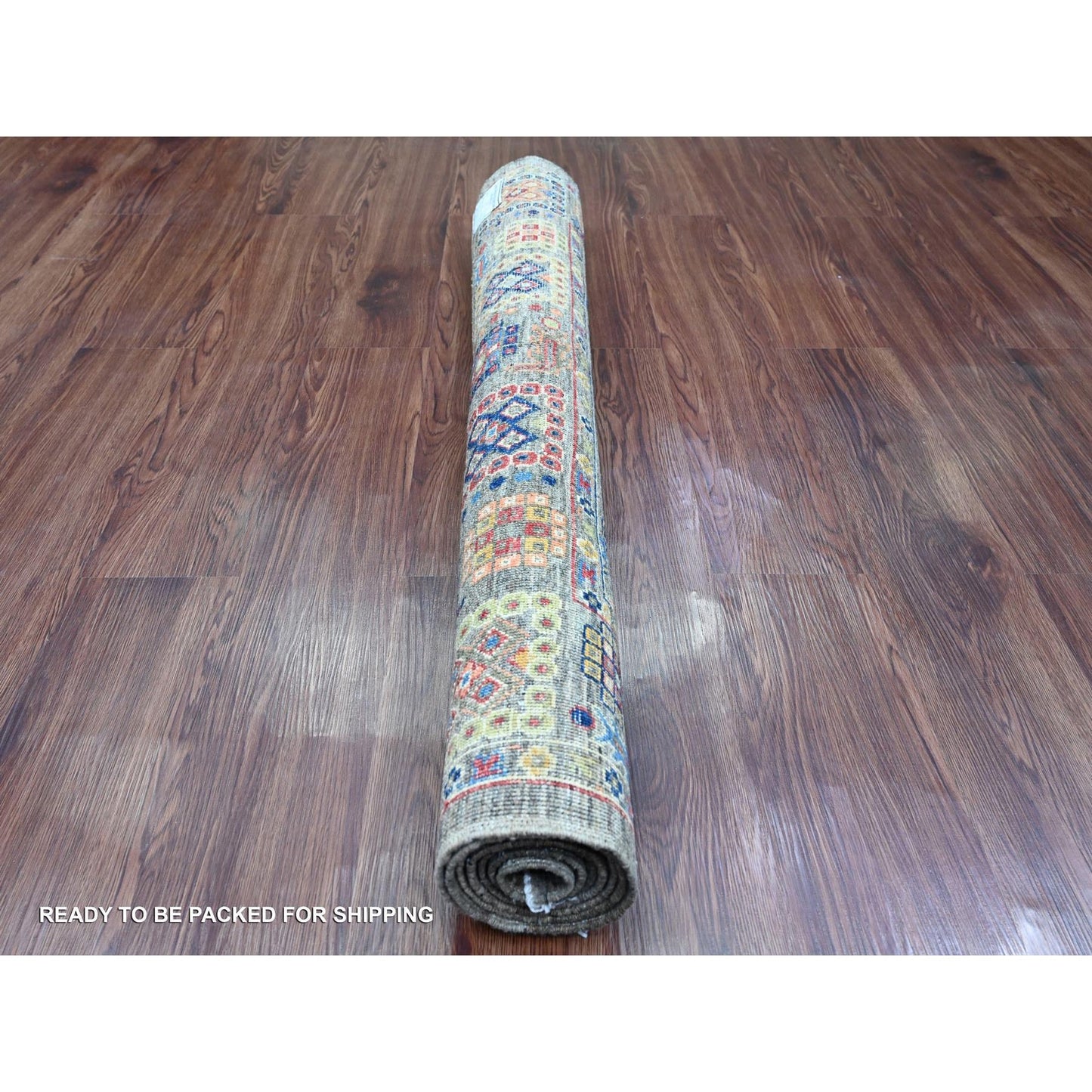 4'X6' Gray Peshawar Ziegler Mahal Design Hand Knotted Pure Wool Rug