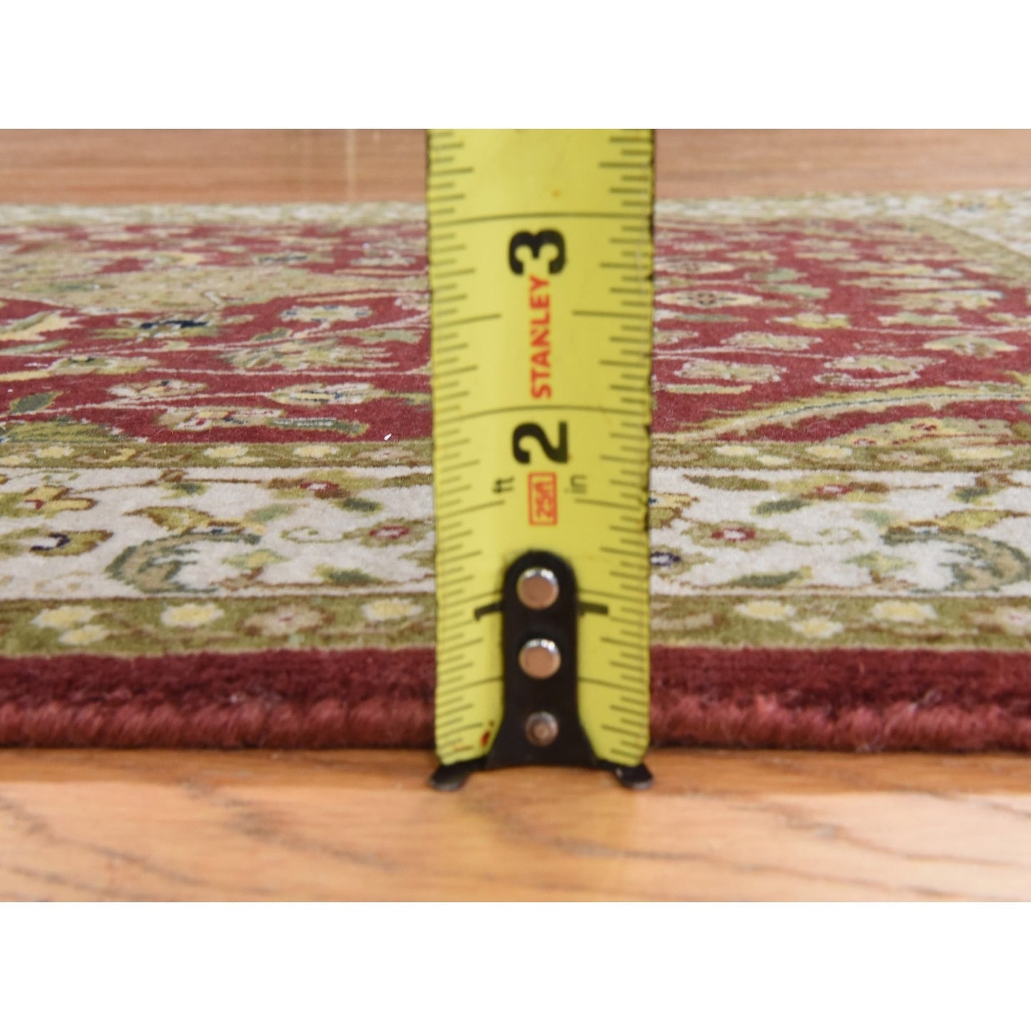 3'X5' Ruby Red Kishoon Design 250 Kpsi New Zealand Wool Hand Knotted Rug