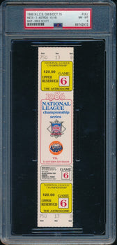 1986 Nlcs Game 6 Full Ticket Mets Vs. Astros 16 Innings Psa/Dna Nm-Mt 8 190598