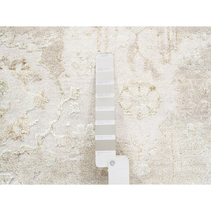 3'X5' Hand Knotted Beige Modern Wool And Silk Oriental Rug