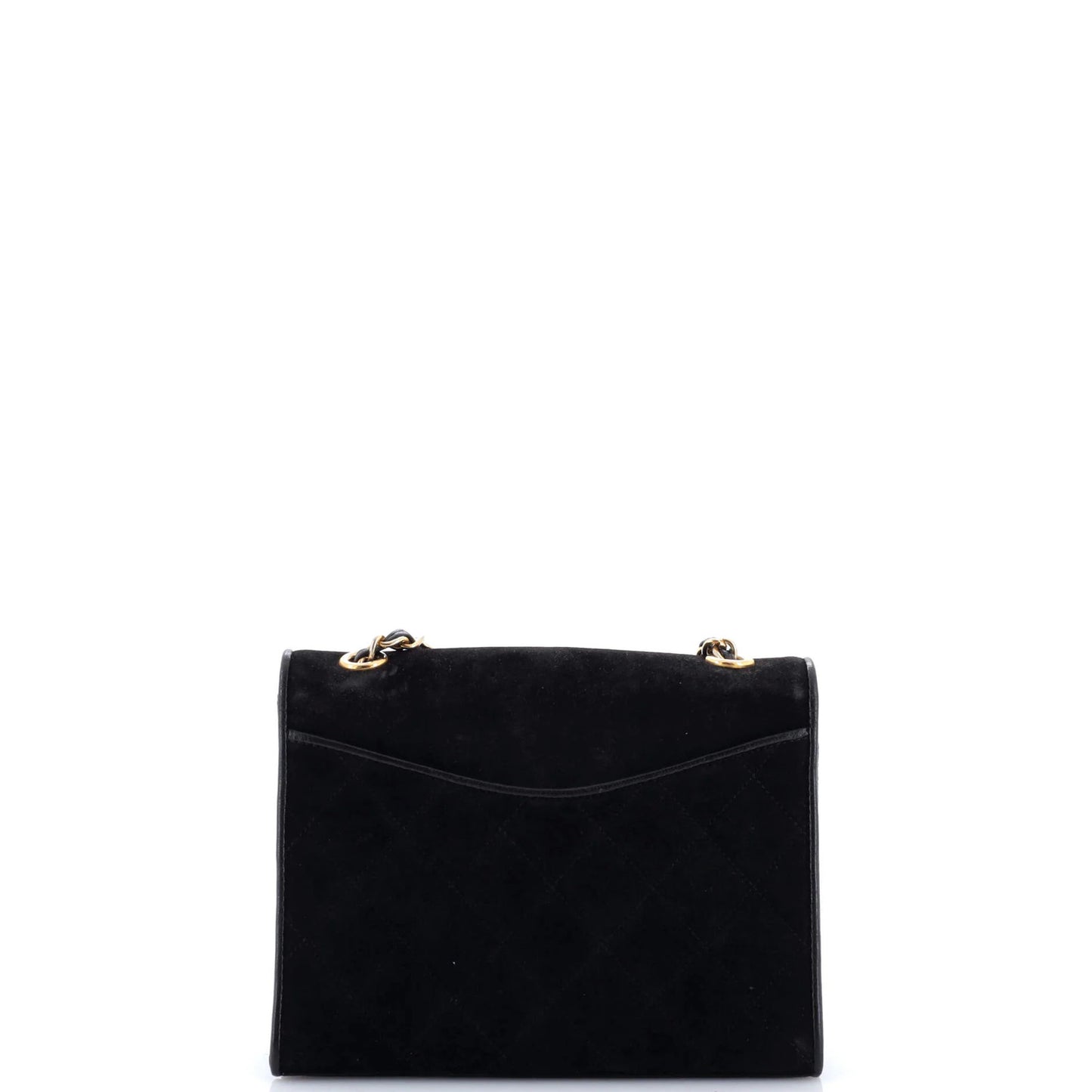 Chanel Vintage Cc Chain Full Flap Bag Quilted Suede Small