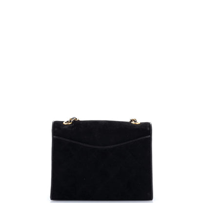 Chanel Vintage Cc Chain Full Flap Bag Quilted Suede Small